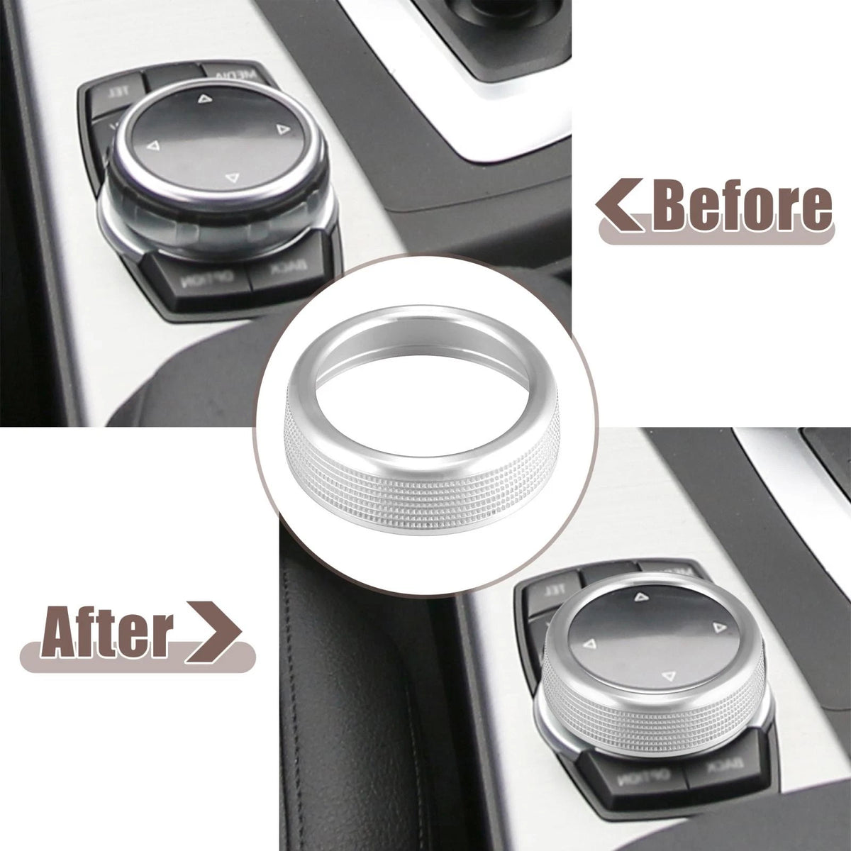 Knob Cover Ring for BMW Series X3 X4 X5 X6 Silver Tone