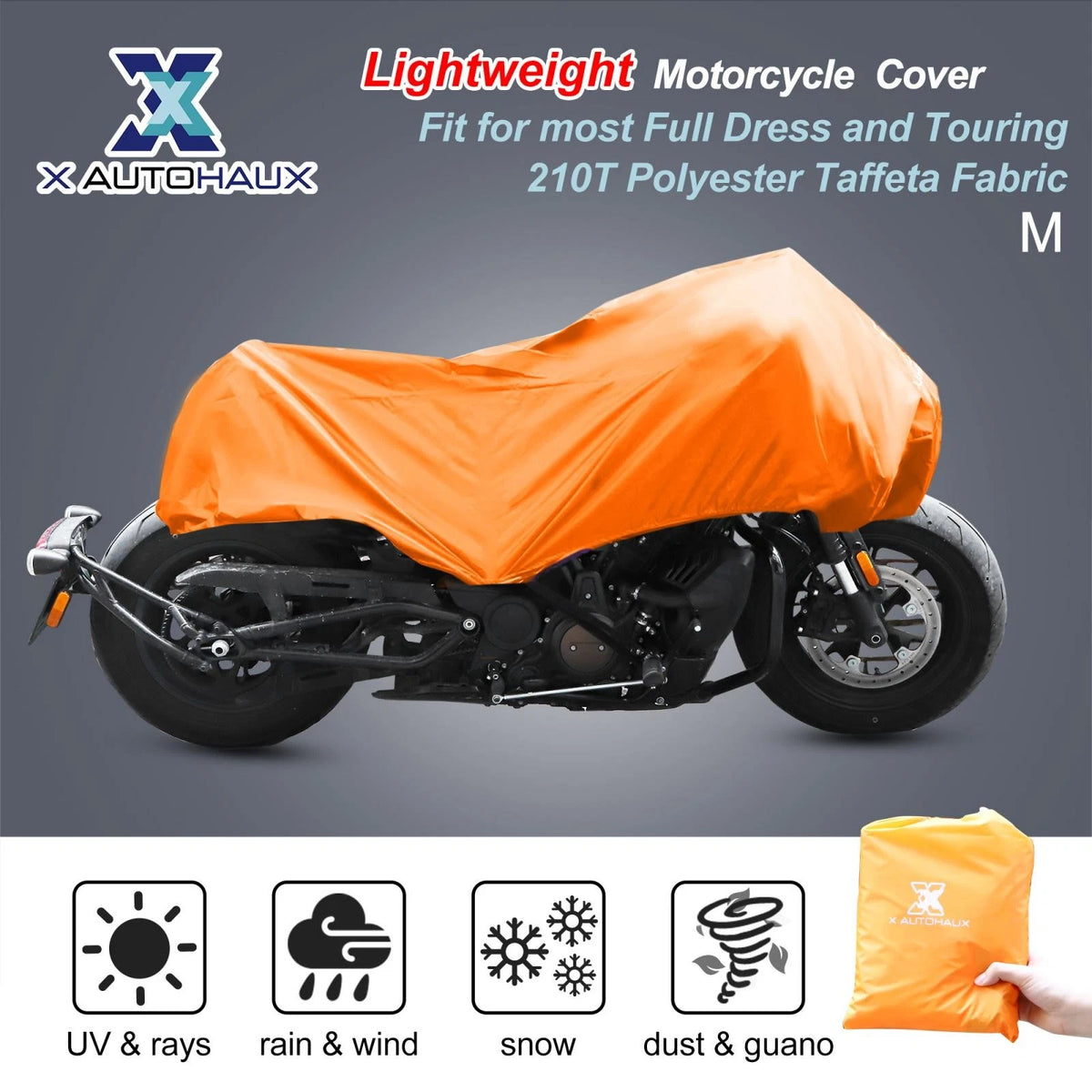M Motorcycle Cover Half Cover Outdoor Waterproof Rain Dust Protector Orange