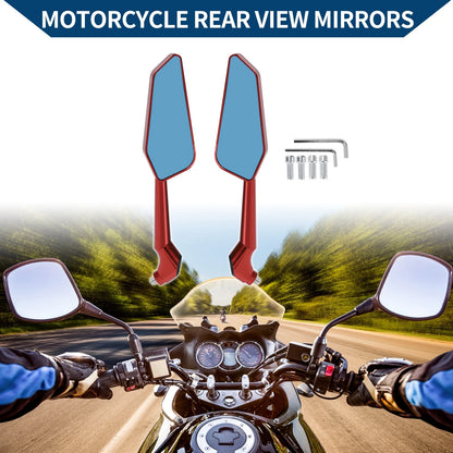 M8/M10 Side Rearview Mirror Aluminum Alloy Red for Motorcycle