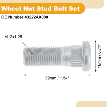 M12x1.25 Wheel Lug Studs for Nissan Versa (2012-2019) - 4 Pcs