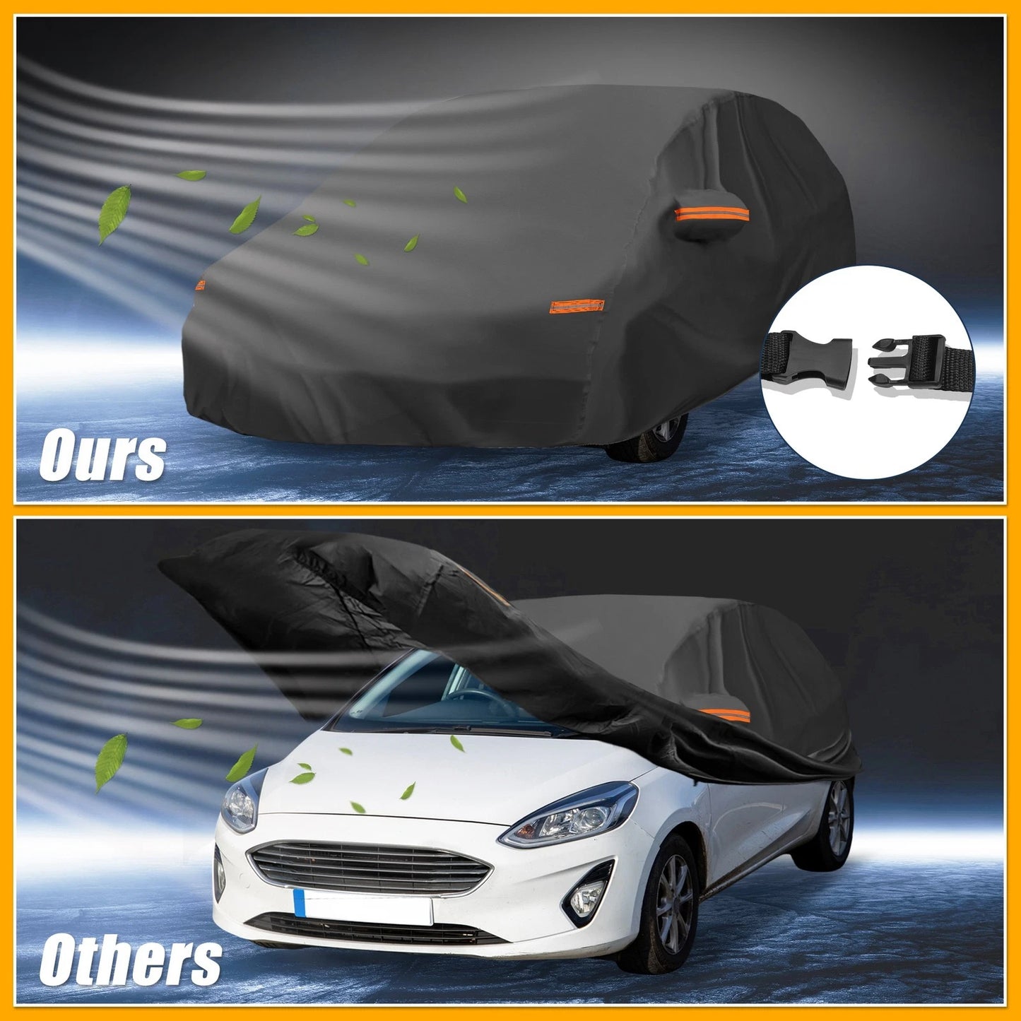 Waterproof All Weather Car Cover with Reflective Straps for Ford Fiesta (2011-2019)