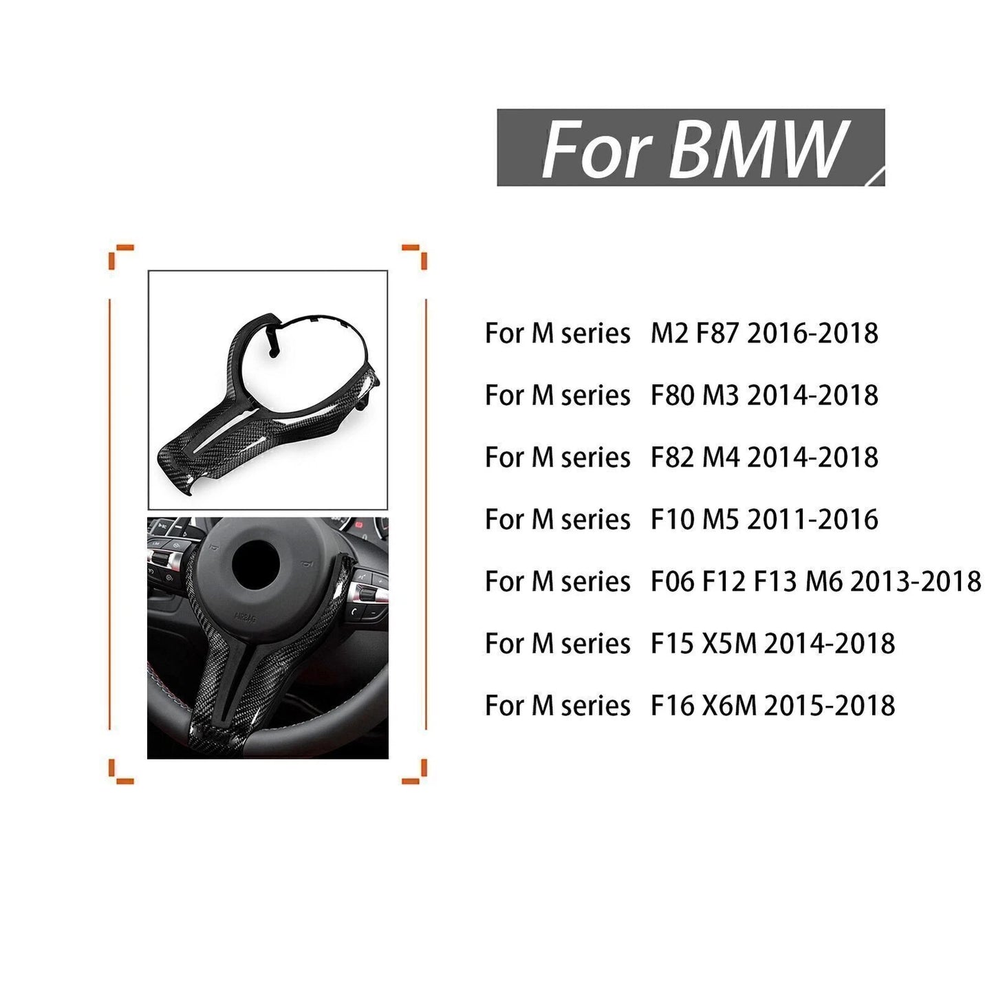 1pc Carbon Fiber Leather Steering Wheel Trim for BMW M2 M3 M4 (2014-2020)