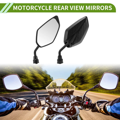 Rear View Mirrors Leaf Shape Carbon Fiber Pattern Black Iron for M10