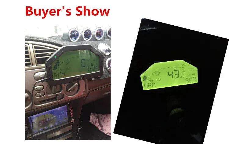 Dash Rally Race Gauge Sensor Set for Car with Bluetooth Digital LCD Display
