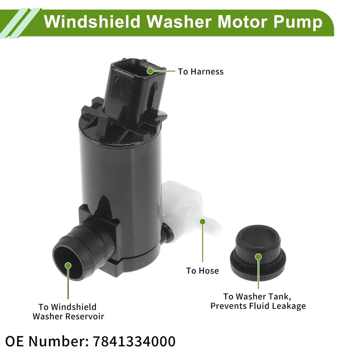 Windshield Washer Pump w/Grommet for Kia Sedona EX, L, LX, SX 3.3L (2006-2014)