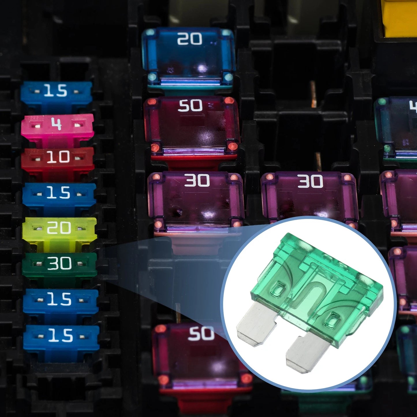 25pcs 30A Blade Style Fuses for Car Boat Truck SUV Motorcycle Green