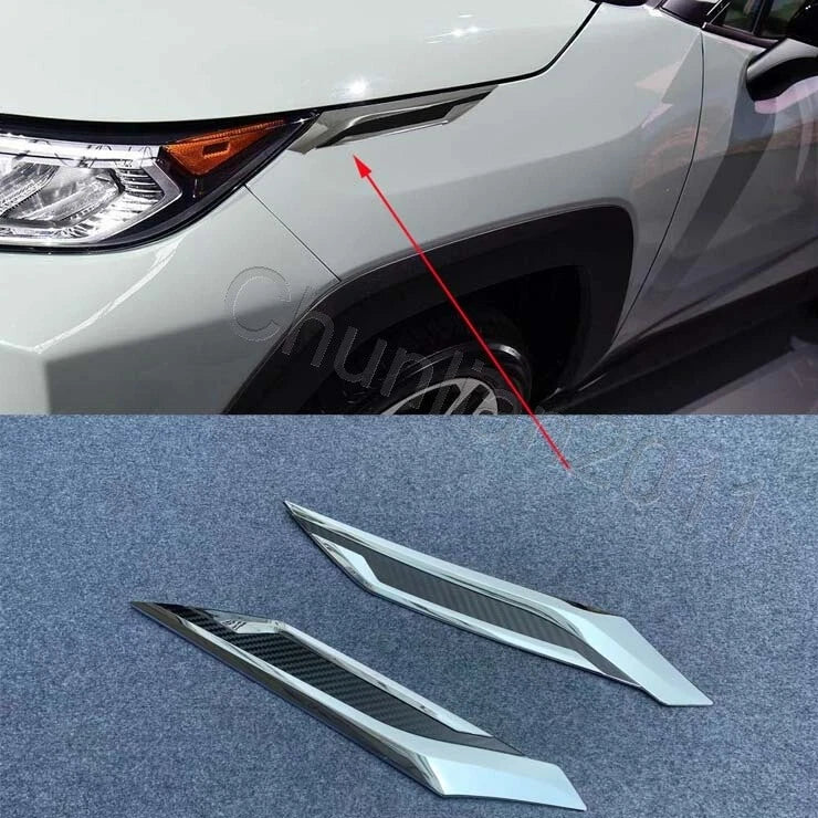 Chrome Front Eyebrow Side Stripe Cover Trim for Toyota RAV4 (2019-2023)