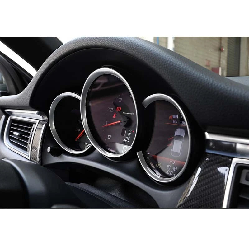 3PCS Silver Center Dashboard Covers Trim fit For Porsche 718 Boxter Cayman 2013+