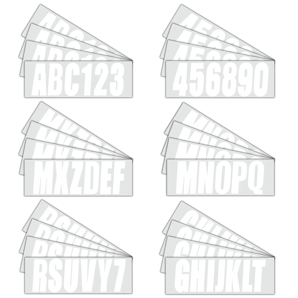 White Boat PWC ID Numbers Registration Stickers Decals 4 Sets 0-9 A-Z