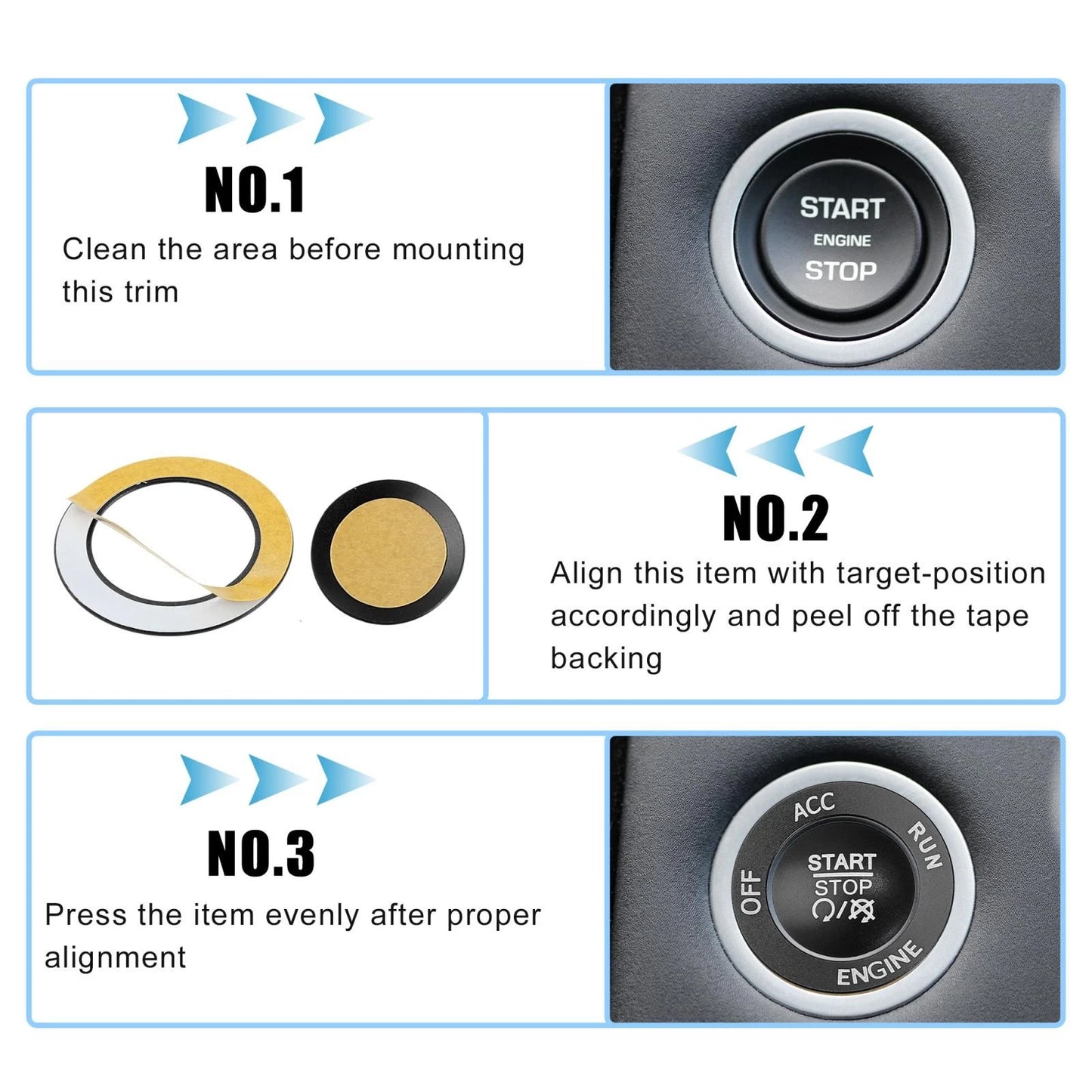 Push Start Button Cover Kit for Dodge Charger Challenger Black