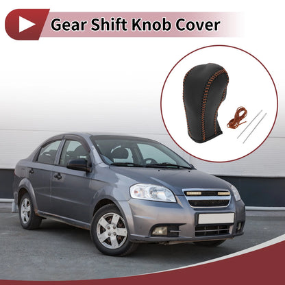 Gear Shift Knob Cover Faux Leather Black/Brown for Chevrolet Cruze (2011-2015)