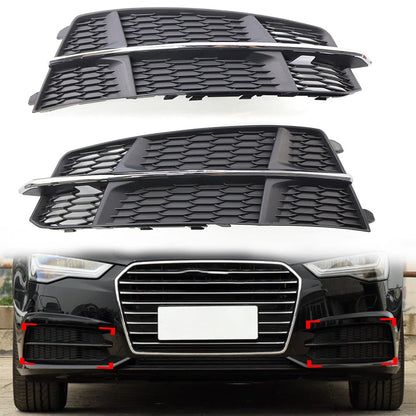 Black Chrome Front Bumper Lower Side Grille for Audi A6 (2014-2018)