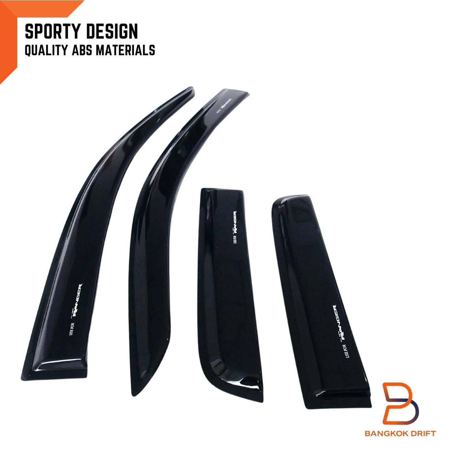 Black Weather Shield Visor Sun Rain Guard for Ford Ranger (2022-2024)