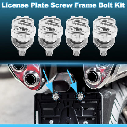 License Plate Screws Cover 3.38 cm Silver Tone for Universal Motorcycle