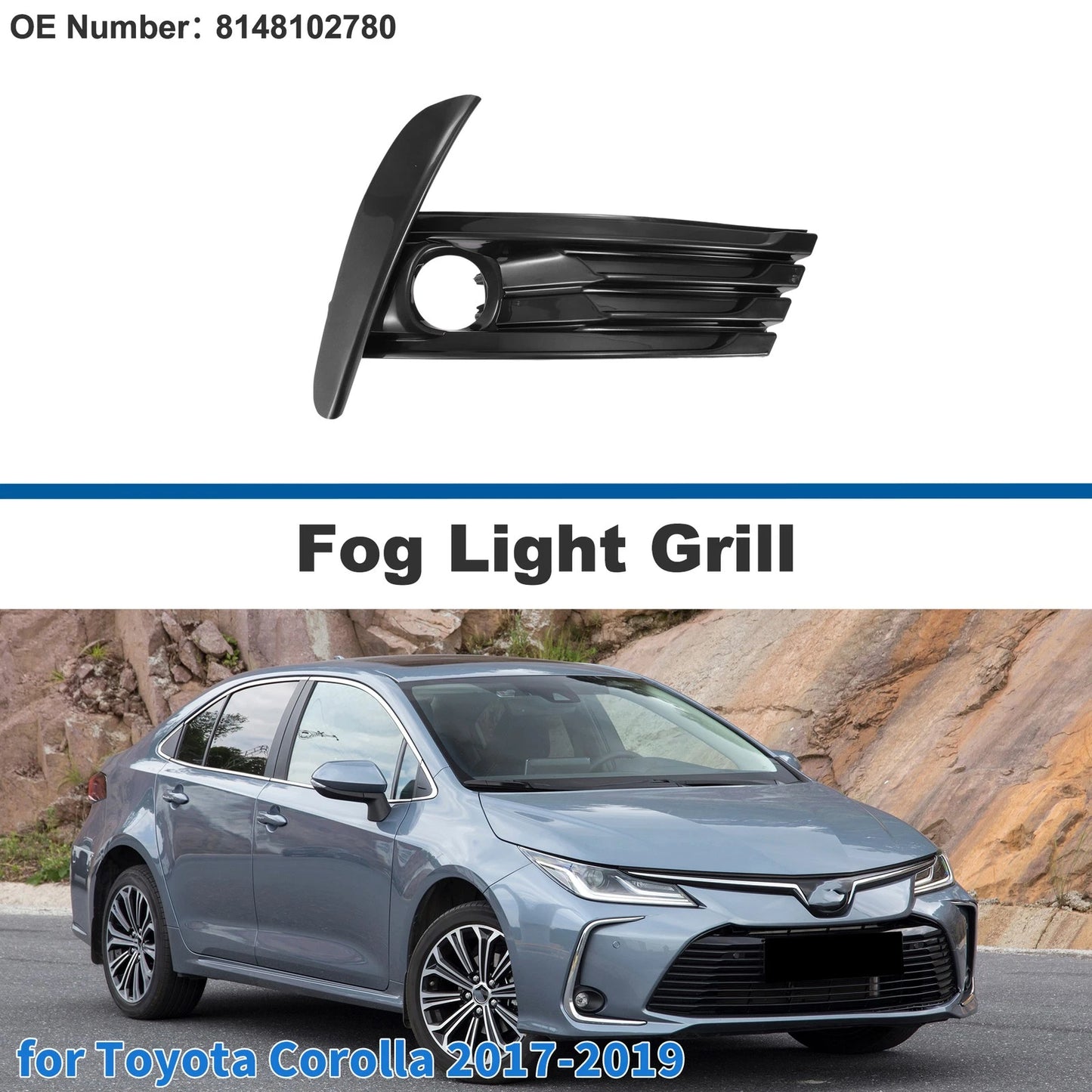 Front Right Fog Light Grill for Toyota Corolla (2017–2019)