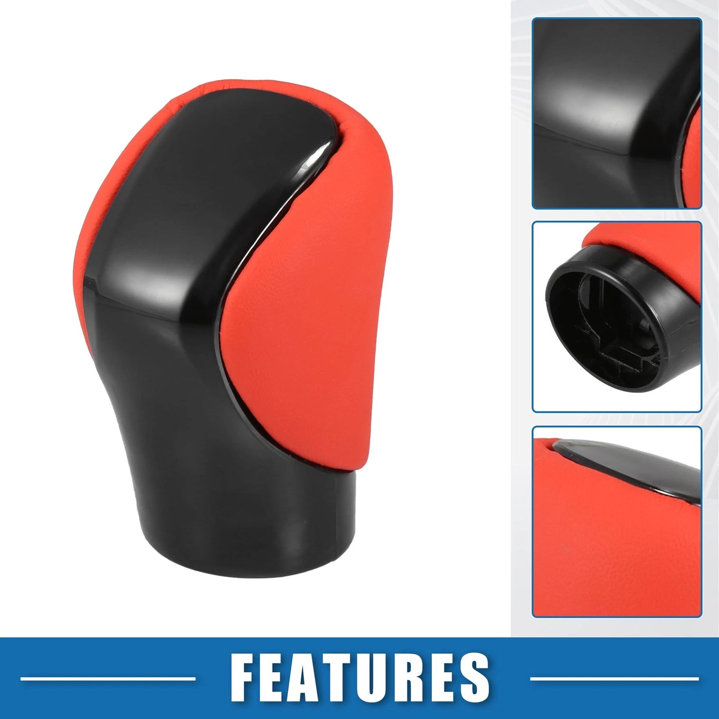 Black Gear Shift Knob Cover for Lexus - Red Faux Leather