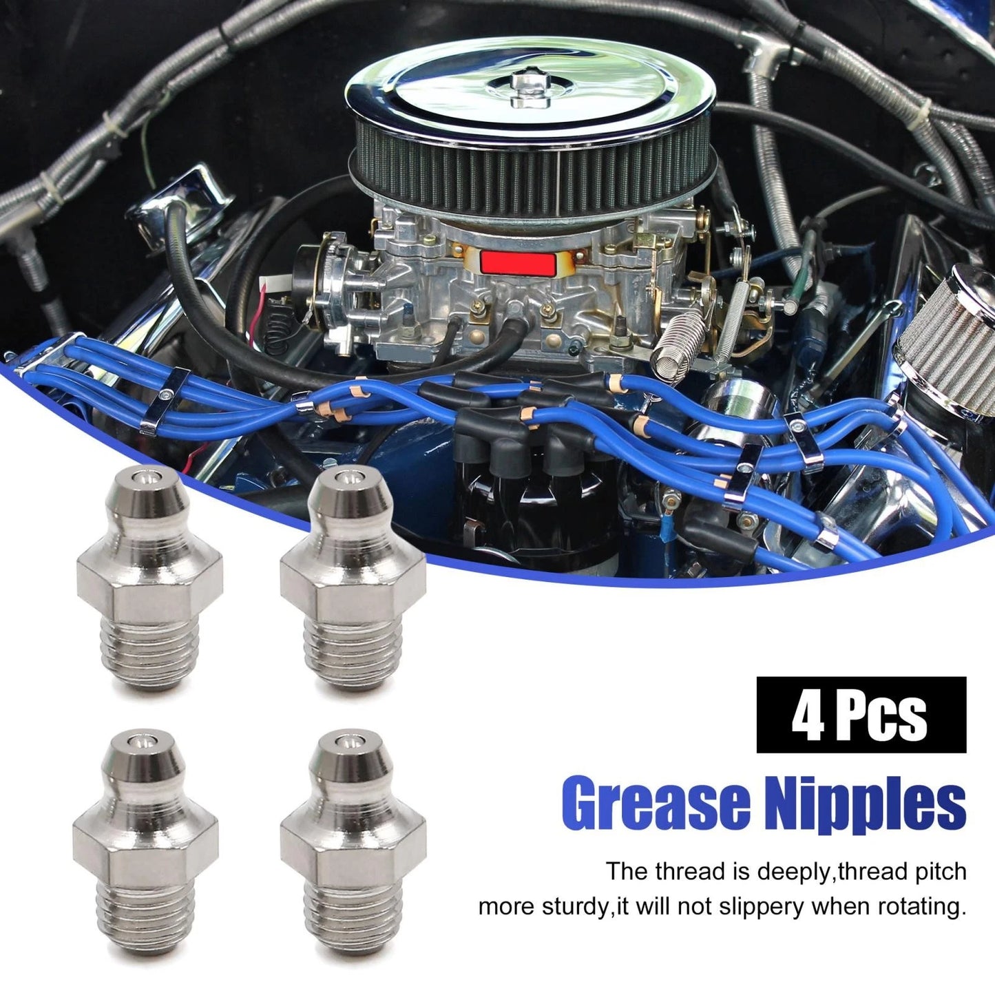 4pcs M8 x 1 Stainless Steel Motorcycle Car Straight Grease Nipple Fitting for Make Model