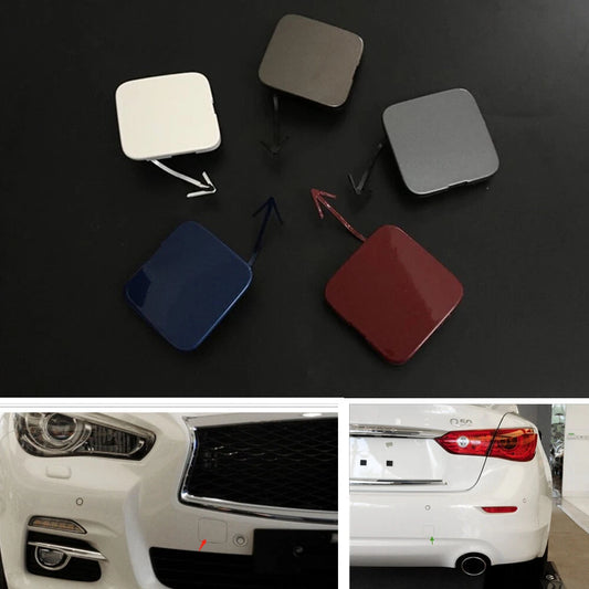 1x Silver Rear Bumper Tow Hook Cover for Infiniti Q50 (2014-2016)