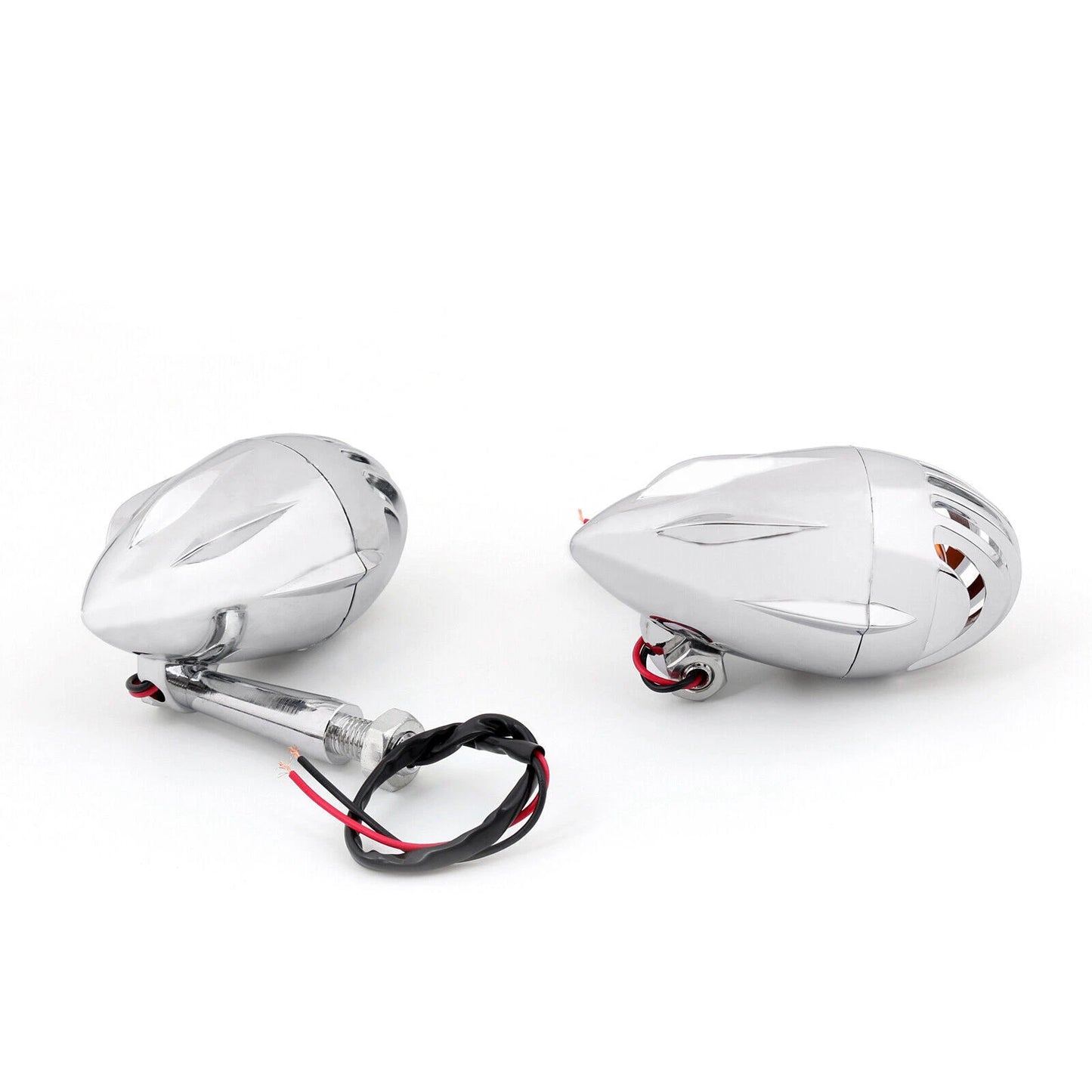 2 x Amber Indicator Lights for Motorcycle (Chrome)