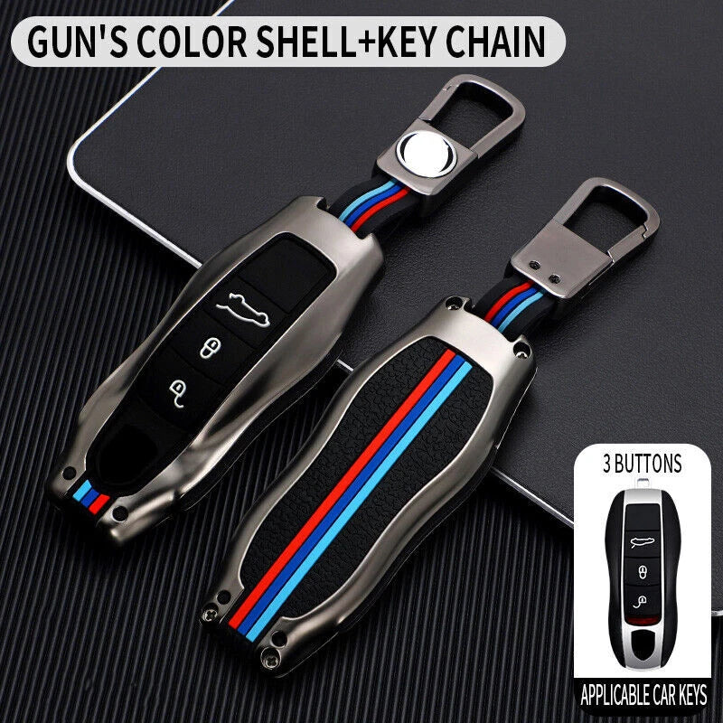 Luminous Metal Car Key Fob Case Cover for Porsche Cayenne Macan Panamera 911