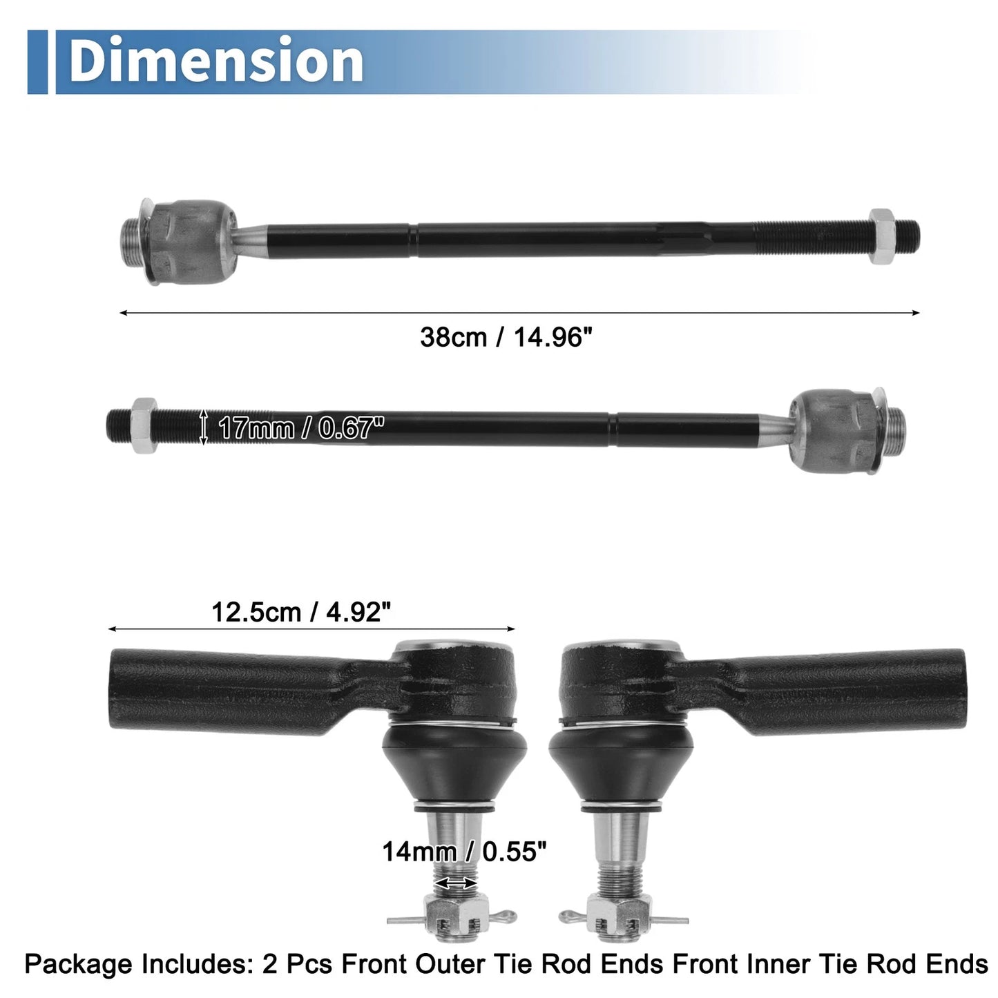 6pcs Front Tie Rod End Links with Boots for Dodge Ram 1500 (2011-2012)