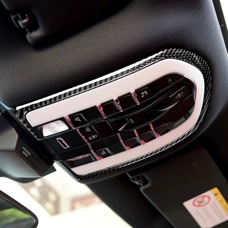 Real Carbon Fiber Roof Reading Lamp Cover Trim Fit For Porsche Macan