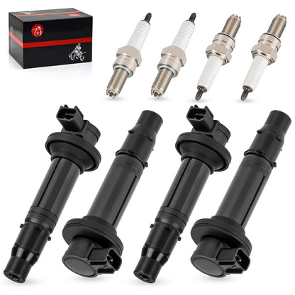 4Pcs Ignition Coils & Spark Plugs for Yamaha YZF R6 (1999–2002)