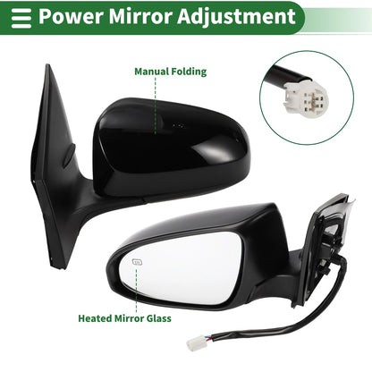 Left Door Mirror for Toyota Corolla Manual Folding Gloss Black (2014-2019)