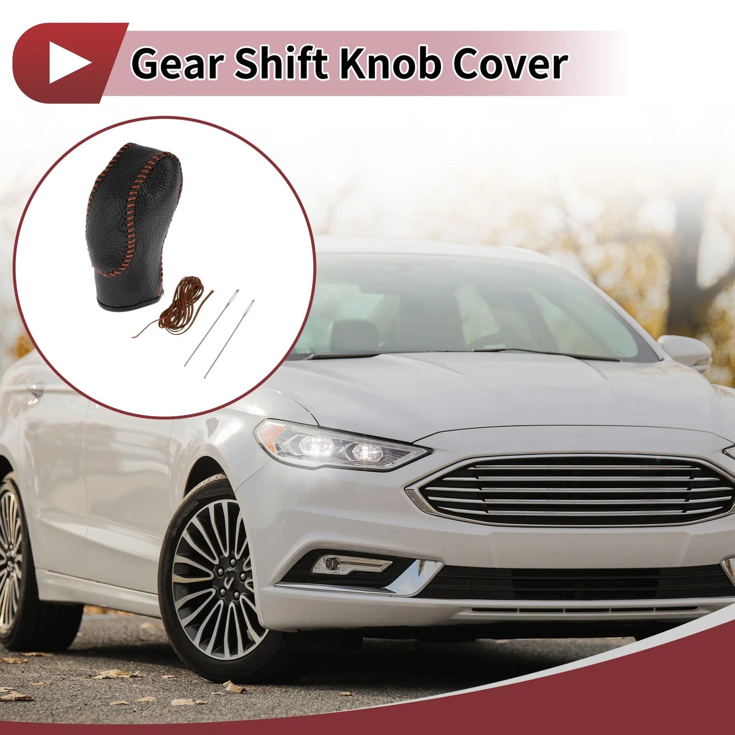 Gear Shift Knob Cover for Ford Fusion (2013-2016) Black Brown