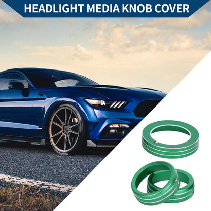Headlight Switch Knob Cover for Ford Mustang 2015-2021 - 3 x Green Covers