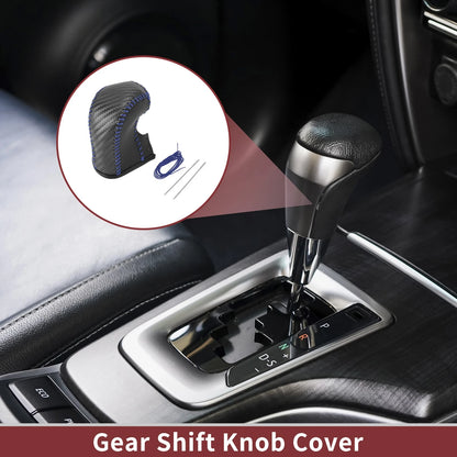1 Set Gear Shift Knob Cover for Acura TL (2009-2014) Black Carbon Fiber Blue