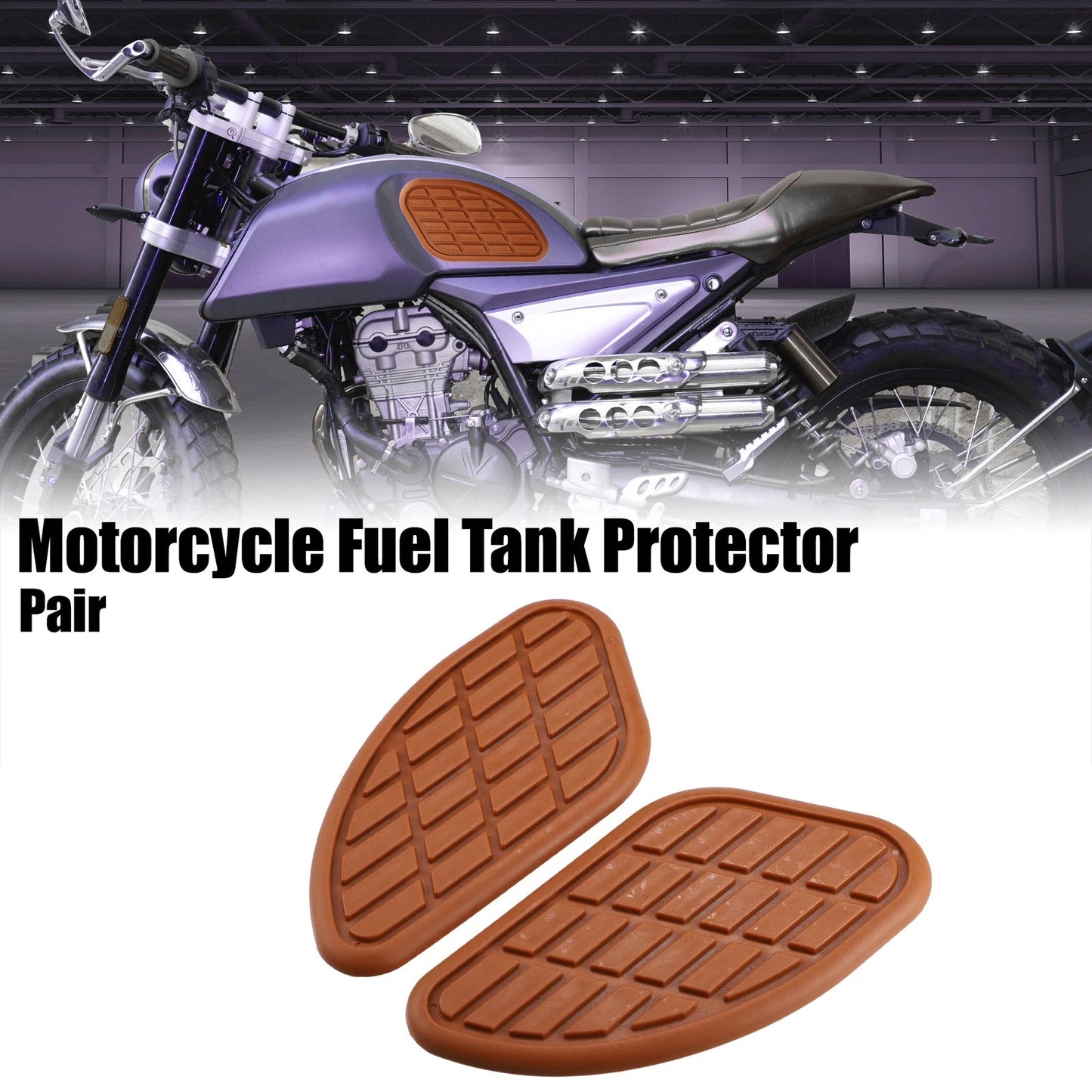 2 x Fuel Tank Protector Rubber Pad Side Panels Sticker for Motorcycle Brown