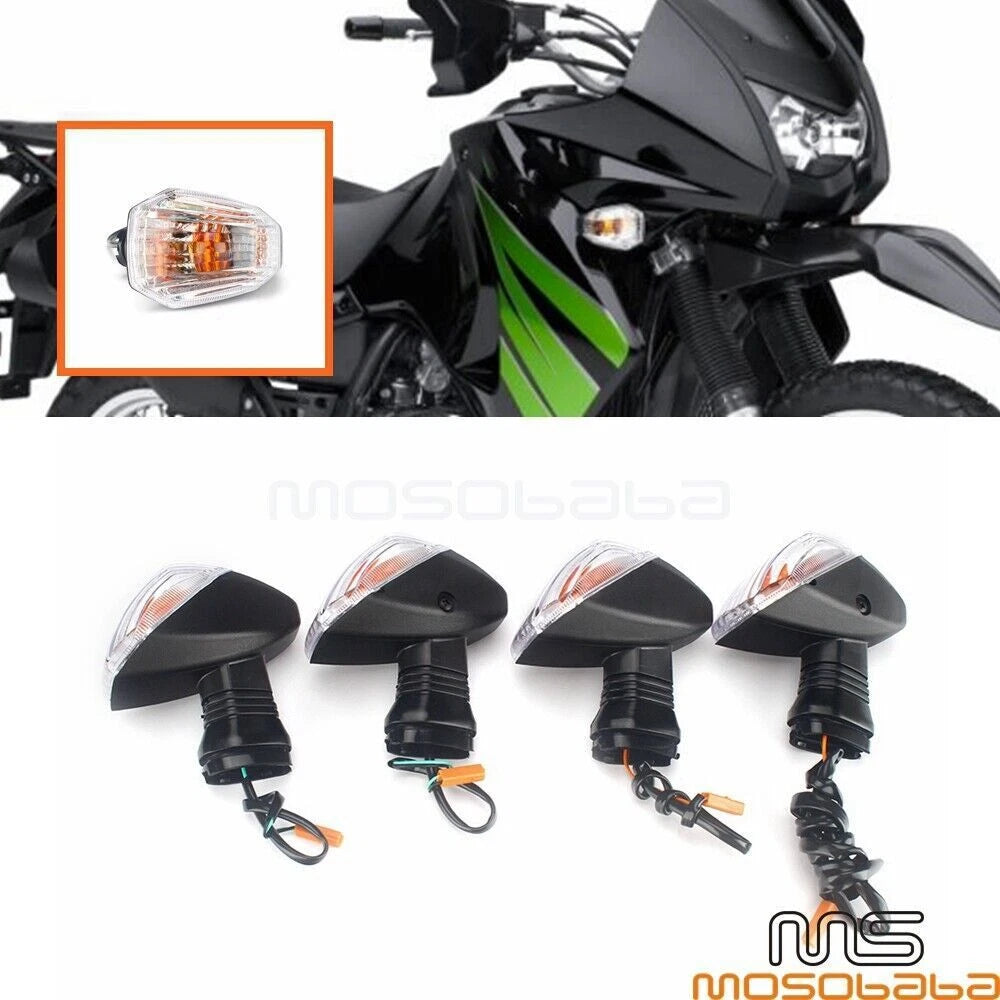4Pcs Front Rear Turn Signal Amber Lights for Kawasaki KLR KLE 500 650 ZX6R