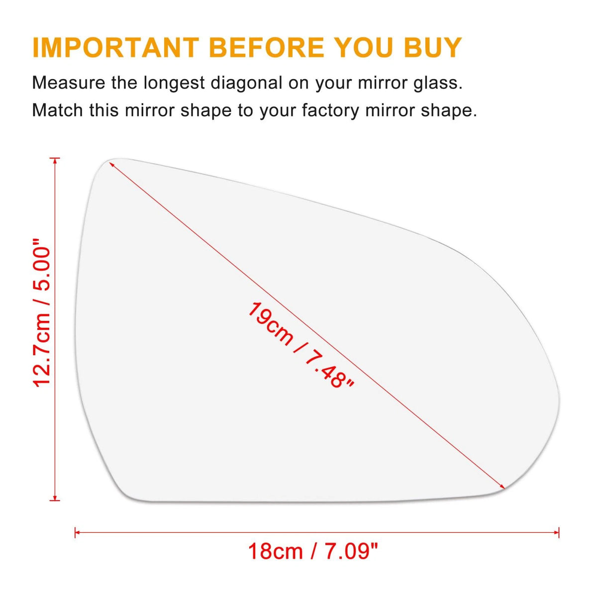 Heated Passenger Side RH Mirror Glass w/ Backing for Hyundai Elantra (2015-2018)