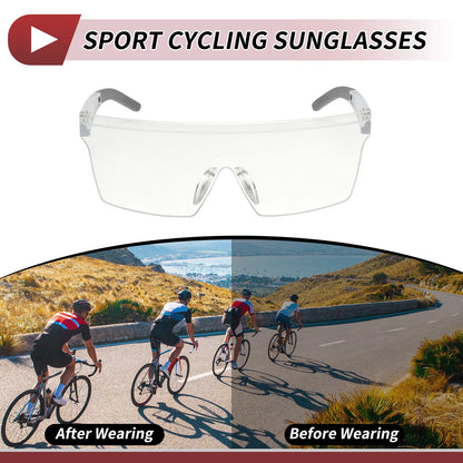 Motorcycle Riding Goggles Transparent Lens White Frame PC Cycling Sunglasses