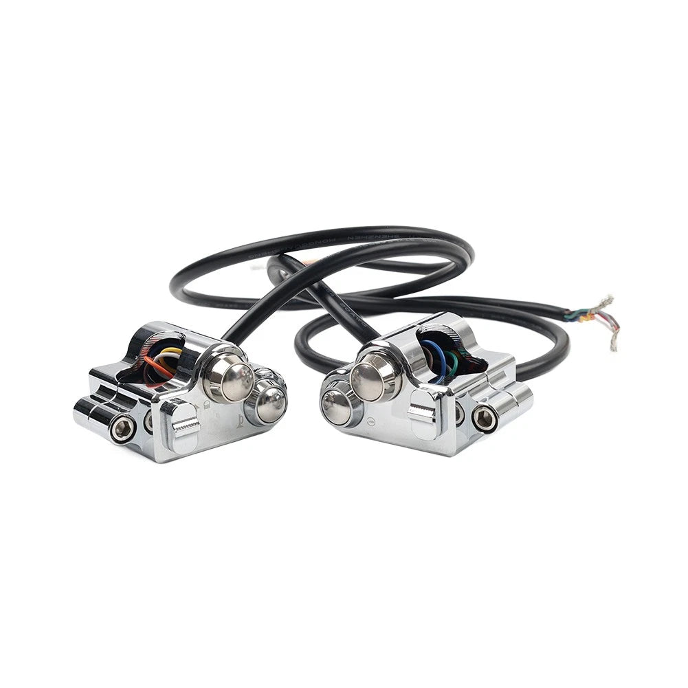 1" CNC Handlebar Switch Controls Housing for Harley Universal Motor Chrome
