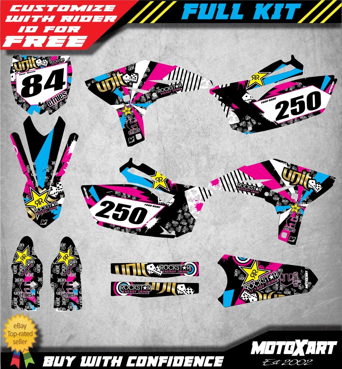 Custom Graphics Full Kit for Yamaha YZF 250 (2010-2013) RUSH STYLE Stickers