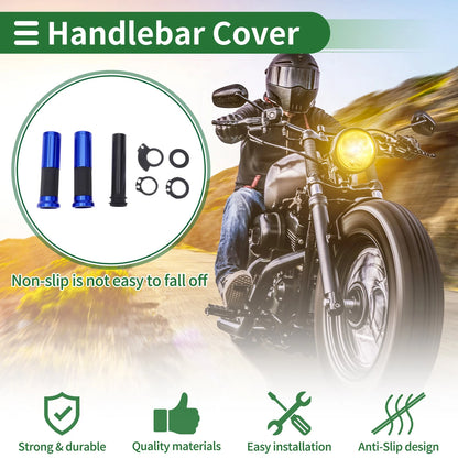 7/8" 22mm Hand Grips for Motorcycle Black Blue Rhombus
