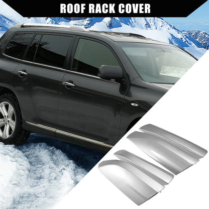 Roof Rack End Cap Covers for Toyota Highlander (2008-2013) Silver Tone