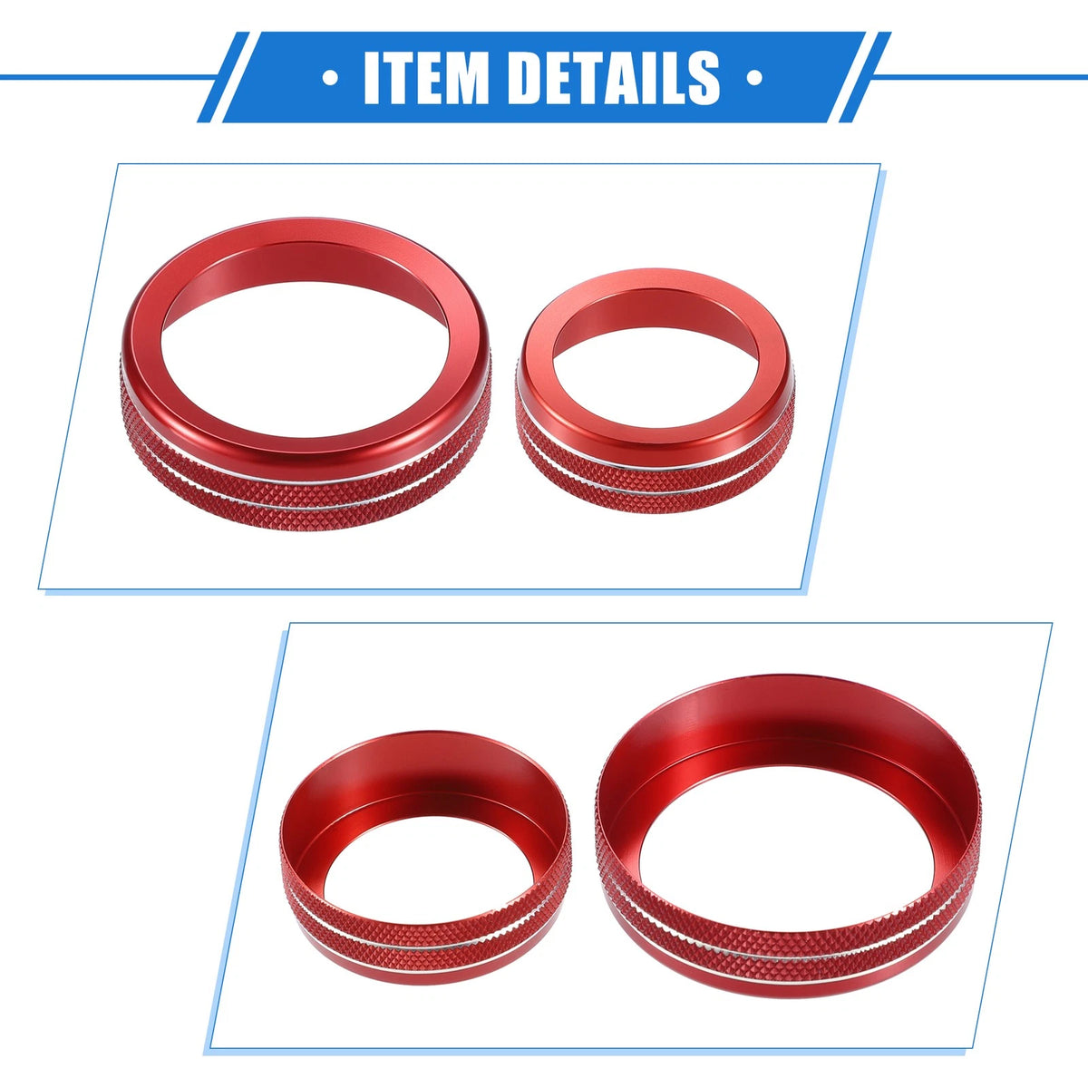 4 Pcs AC Audio Volume Tune Switch Knob Ring Covers for Ford F150 (2021-2023)
