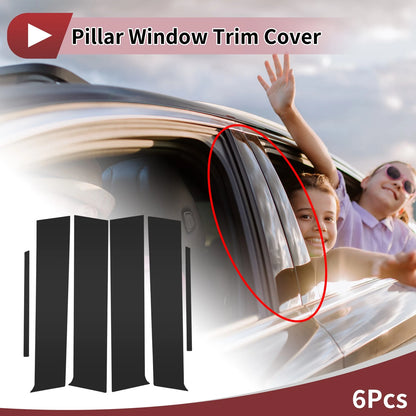 6 Pcs Car Door Pillar Window Trim for Toyota Aqua (2011-2019) Black