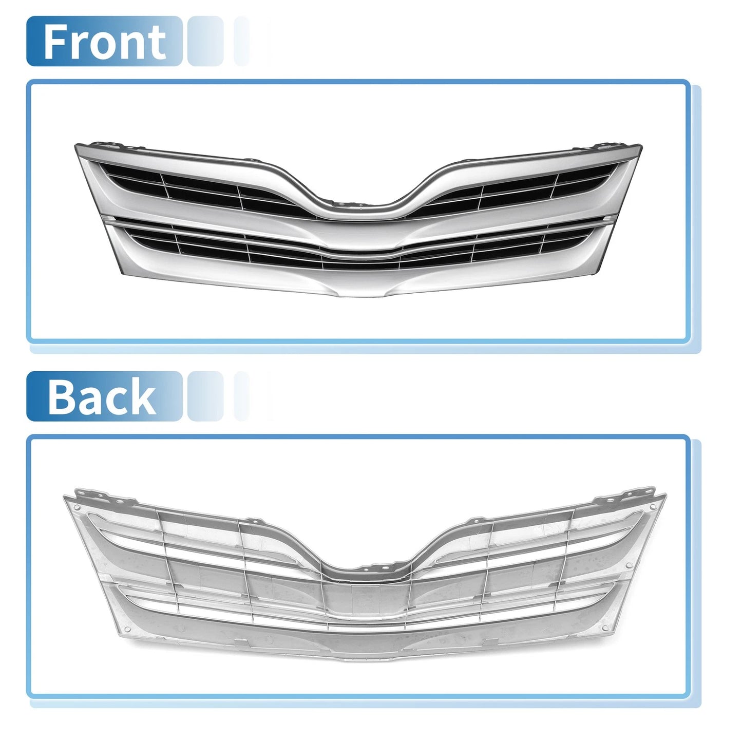 Front Upper Bumper Grille for Toyota Venza 2013-2015 LE Chrome Silver Tone