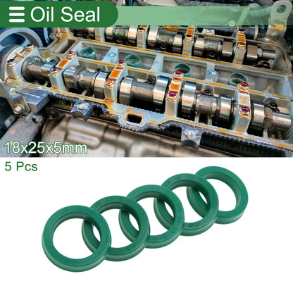 Oil Seal / 18x25x5mm / Seal Ring Rotary Shaft Seal TPU Green for Automotive