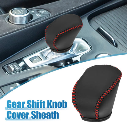 Gear Shift Knob Cover Sheath for Infiniti QX50 Black Red Stitches