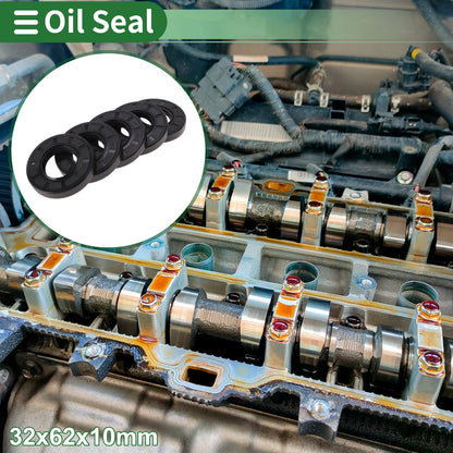 Oil Seal NBR Rubber 32x62x10mm High Pressure Black 5 Pcs