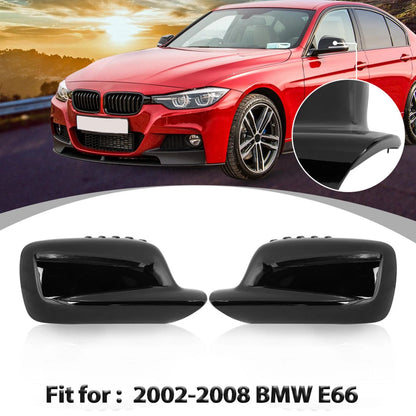 Car Mirror Cover Cap Gloss Black for BMW E66 E46 E65 E67 745i 750i (2002-2008)