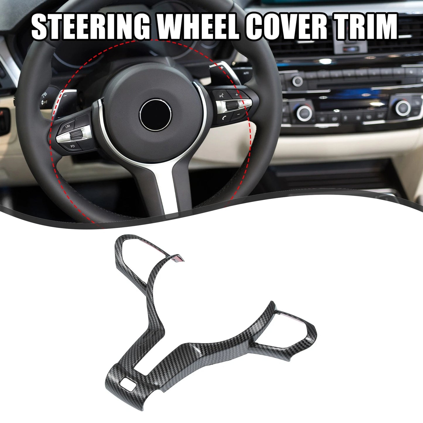Steering Wheel Cover Trim for BMW F20 F21 Carbon Fiber Black (2012-2019)
