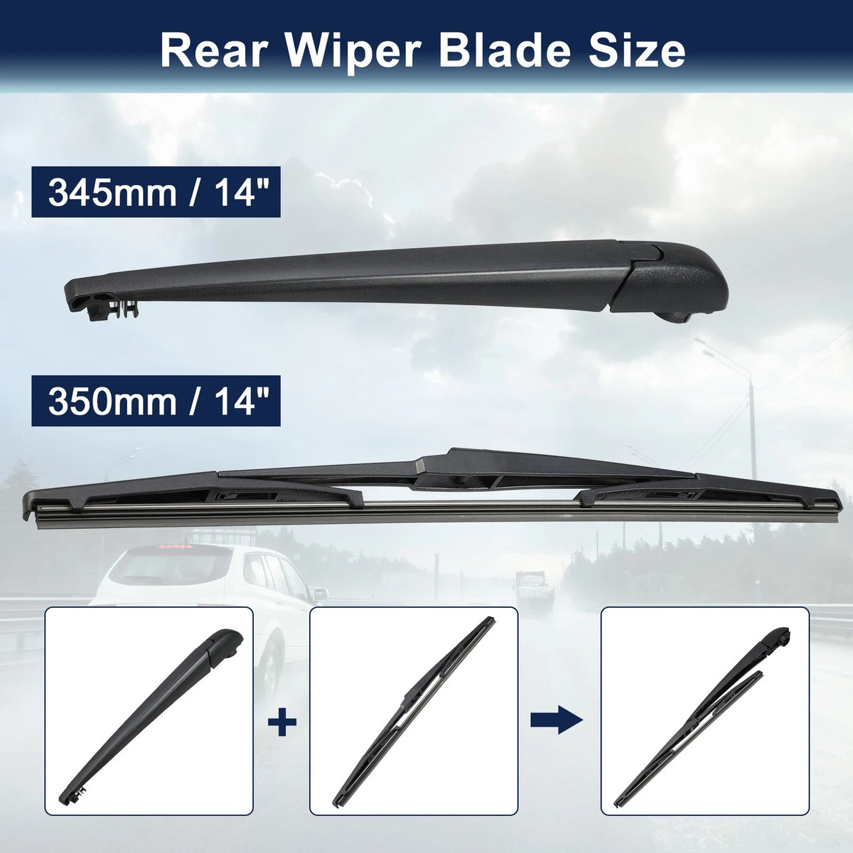 Rear Wiper Blade Arm Set for Toyota C-HR, IZOA (2018-2020)