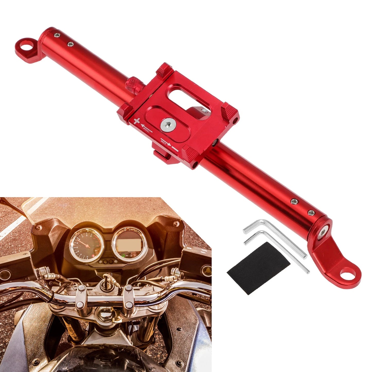 Motorcycle Balance Handle Bar Extender Bracket Center Hole Red