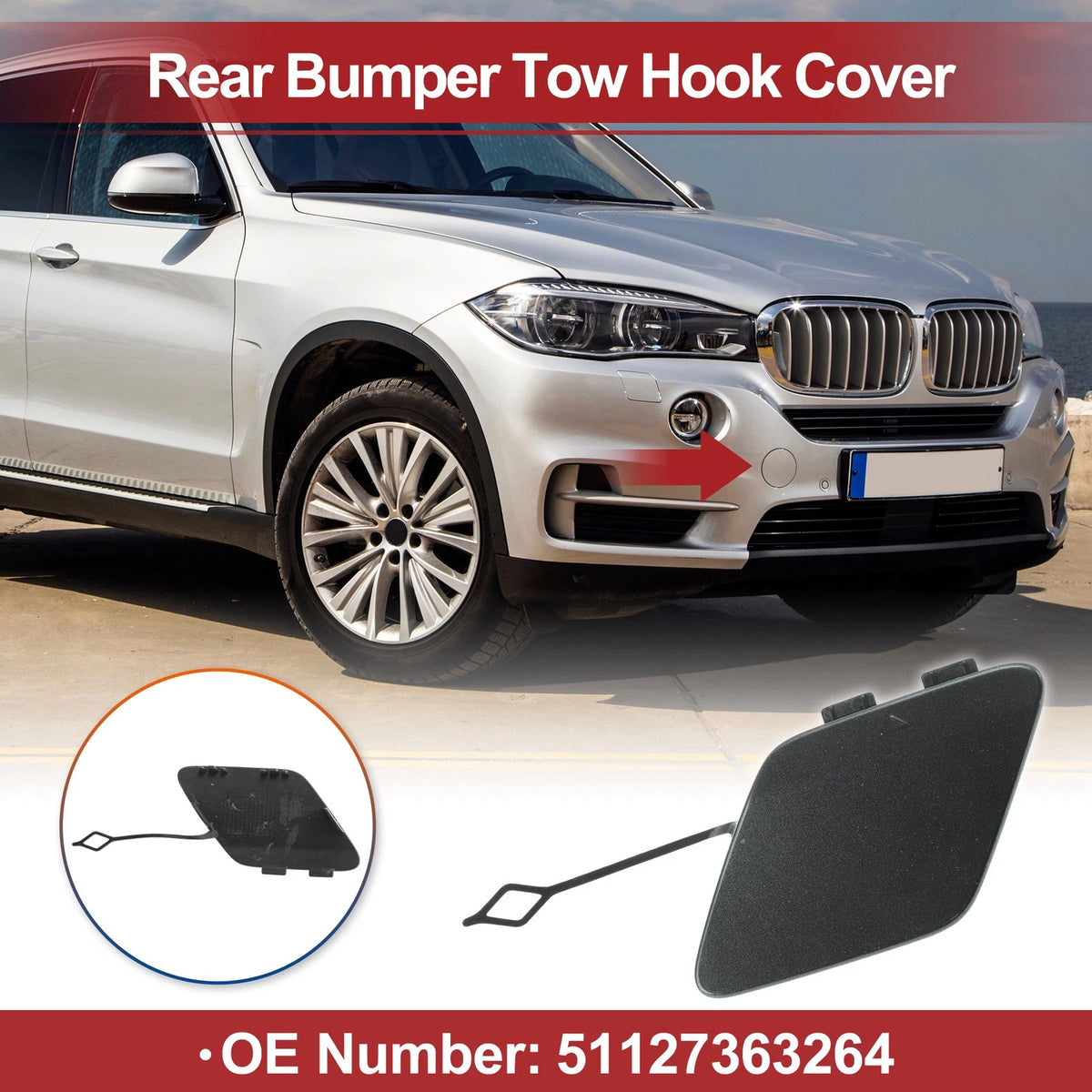 Rear Bumper Tow Hook Cover for BMW 428i (2014-2016) - Grey 1 x Cover
